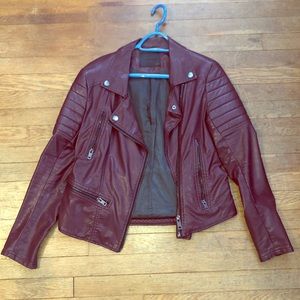 Burgundy women’s leather jacket